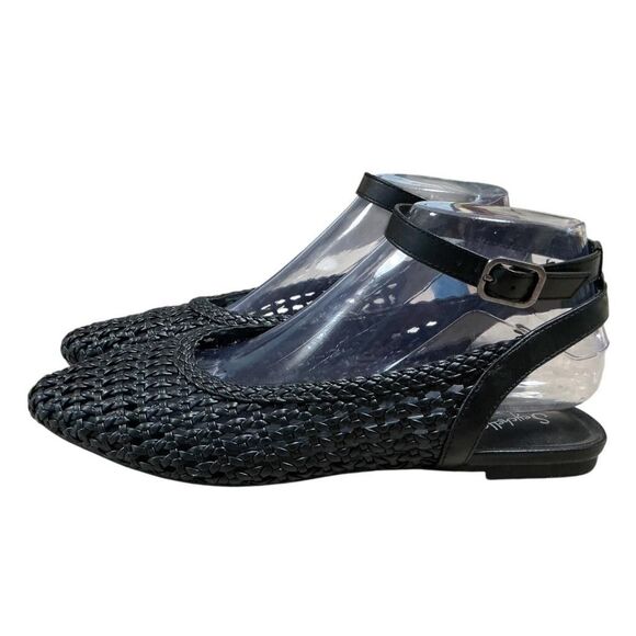 Seychelles Woven Ankle Strap Slingbacks Womens 8.5 Black Pascal Vegan Padded NEW - Picture 7 of 9